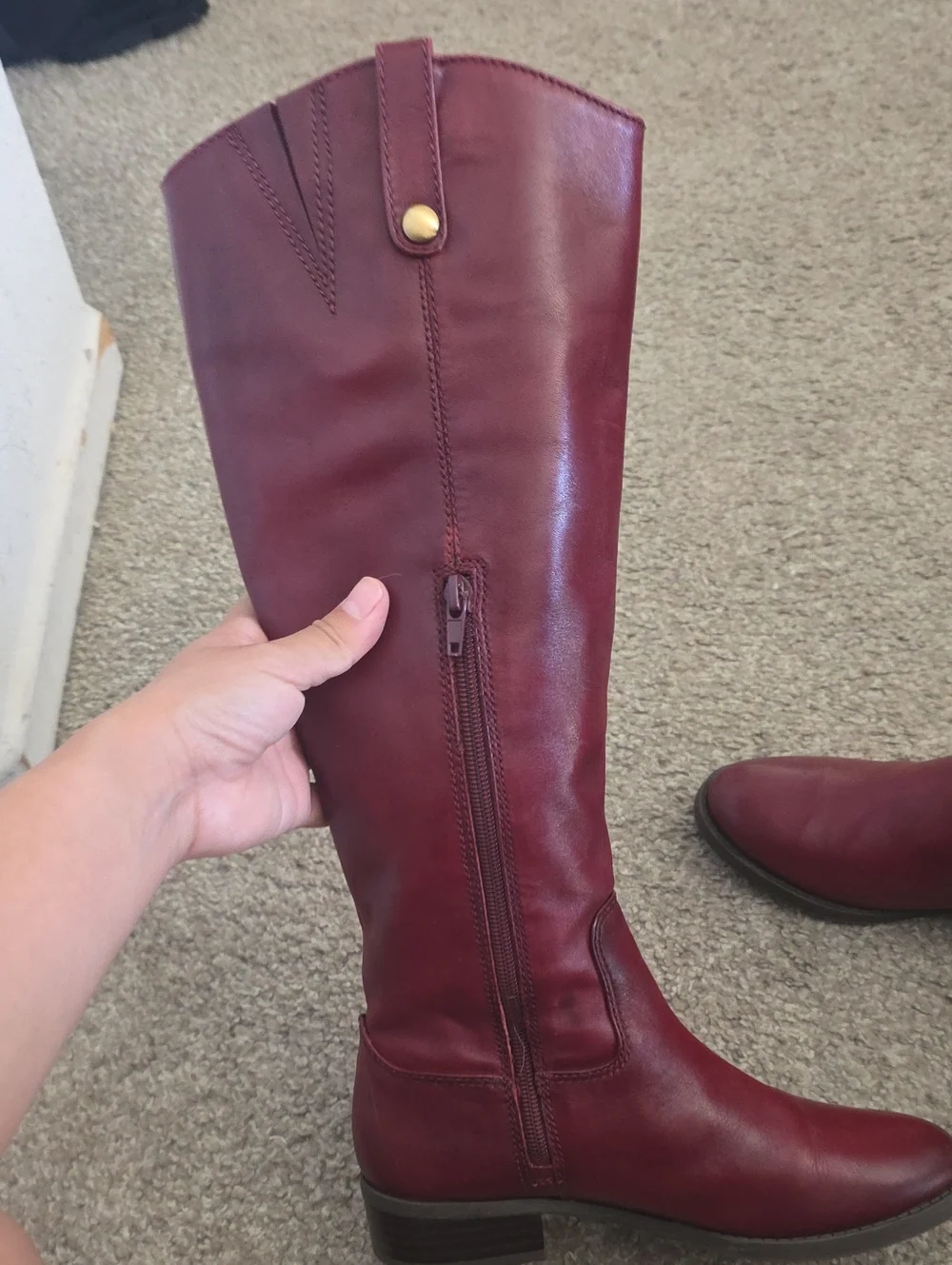 Inc Women's Tall Leather Riding Boots - Burgundy